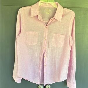 Lilly Pulitzer Pink Button-Down Linen Shirt